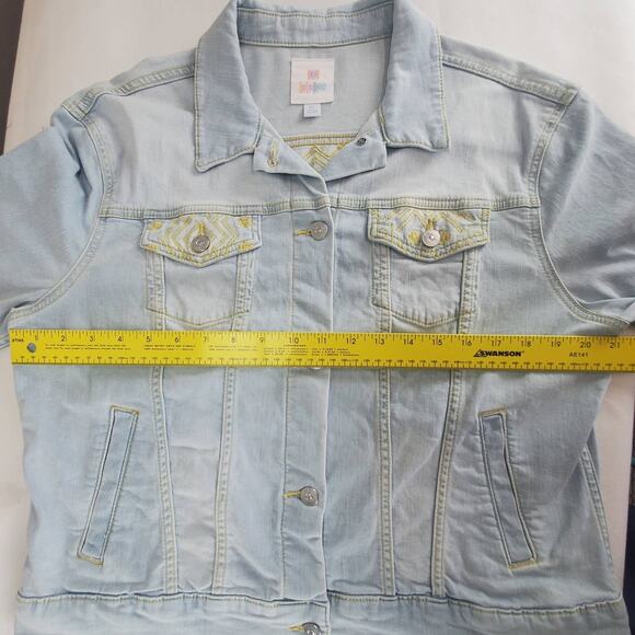 Cottagecore Southwestern Cowgirl Baby Blue Denim Jacket Yellow Embroidered XL - Picture 11 of 13